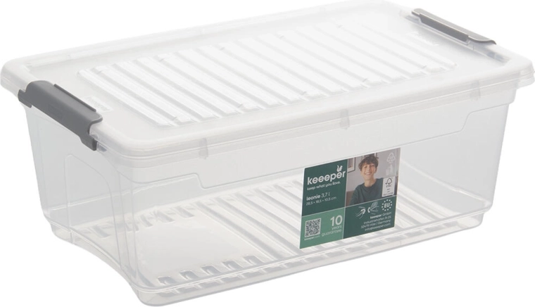 Cutie de depozitare din plastic cu capac și cleme, 3,7 l
