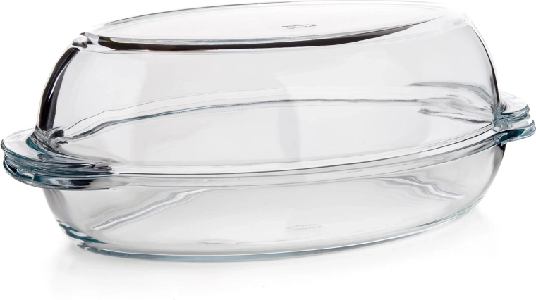 Tavă ovală de copt din sticlă cu capac 4,6 l (2,8 + 1,8 l), 34 × 19,6 cm