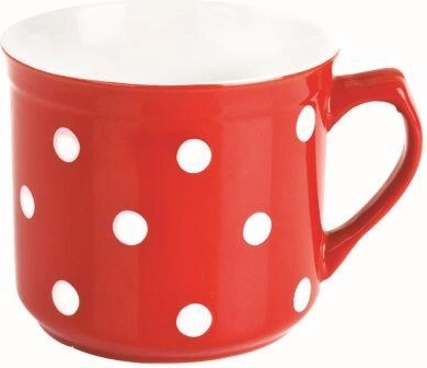 Cană ceramică 660 ml cu buline roșii