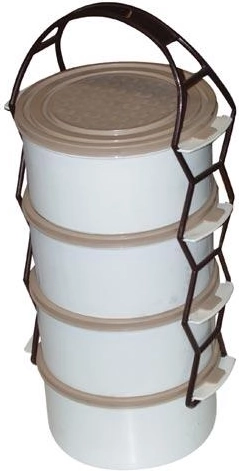 Recipient pentru mâncare din plastic 4× 1,0 l cu mâner de legătură