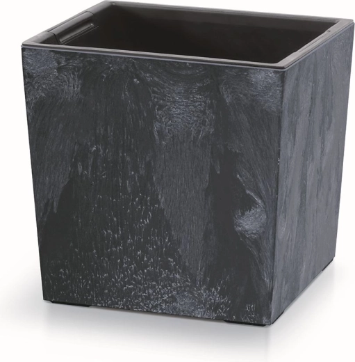 Ghiveci Urbi Square Low cu efect de beton, cu insert, 24 cm, antracit
