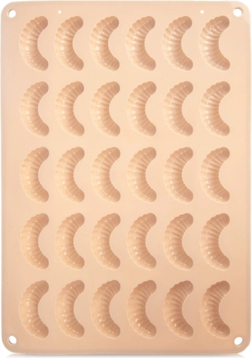 Formă din silicon pentru biscuiți și praline – cornulețe, bej 34,5 × 24,5 × 1,2 cm