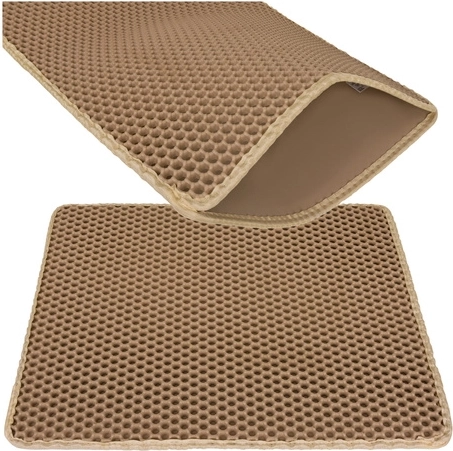 Purlov bej, covoraș dublu strat pentru litiera pisicii 60 × 45 cm
