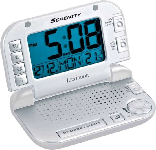 Ceas deșteptător de călătorie cu sunete naturale relaxante și afișaj iluminat