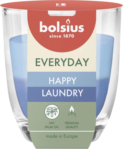 Lumânare parfumată în pahar Happy Laundry 24 h, 8 × 7 cm