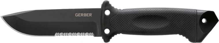 Gerber LMF II Infantry cuțit tactic 12,5 cm, negru cu mâner GFN cauciucat și teacă din nailon