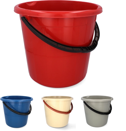 Găleată din plastic 15 l cu mâner metalic, neagră