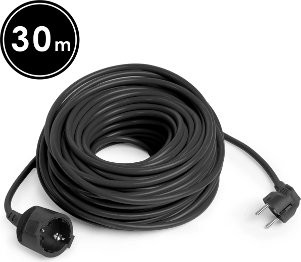 Cablu prelungitor Schuko negru de 30 m