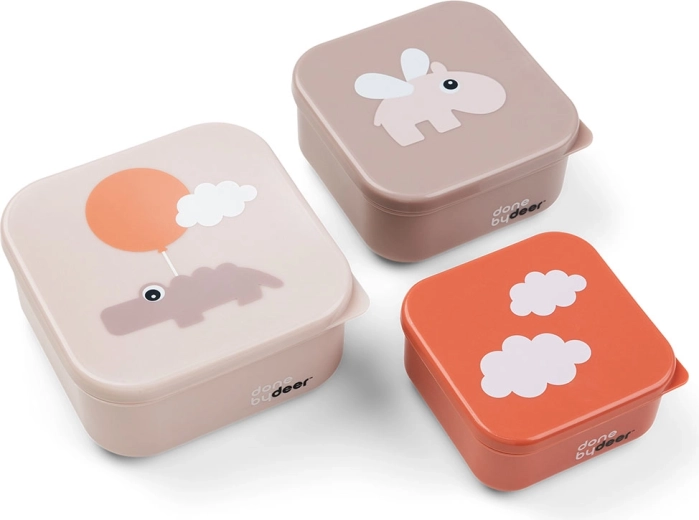 Done by Deer set de cutii pentru gustări Happy clouds roz (3 buc)