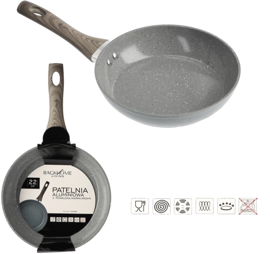 Tigaie din aluminiu cu suprafață de marmură, 22 cm