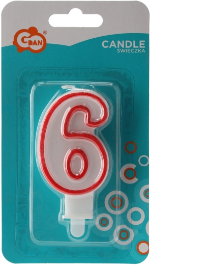 Lumânare aniversară sclipitoare cifra 6, 13 cm
