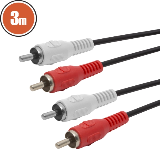 Cablu audio RCA de 3 m, roșu și alb