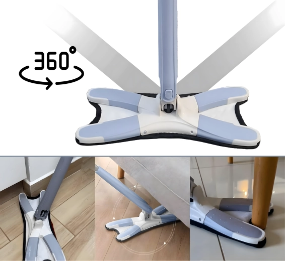 Mop plat cu stoarcere Twist Fluture cu cap rotativ și husă de rezervă