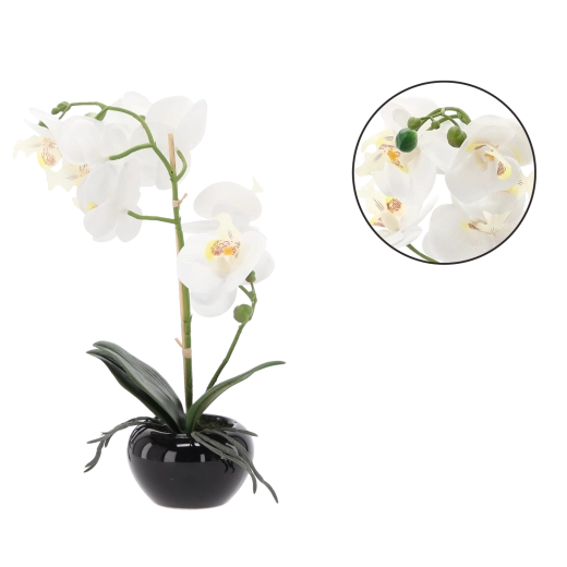 Floare artificială orhidee albă 30 cm