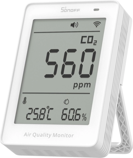 Sonoff AirGuard CO2 – măsurător calitate aer Wi‑Fi cu LCD