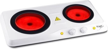 Plită electrică vitroceramică cu două ochiuri Vigan 1200/800 W albă