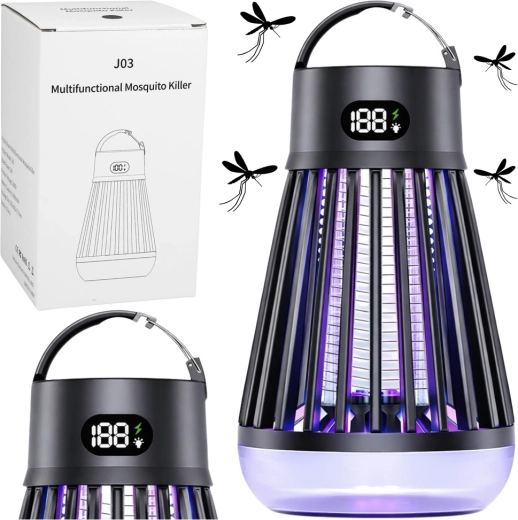 Lampă electrică anti-insecte cu lumină UV, încărcare USB, neagră