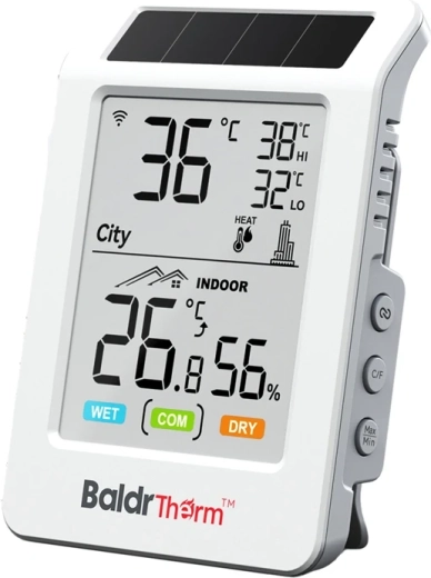 Termohigrometru Wi‑Fi Baldrtherm alimentat solar HCS596WB