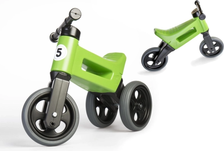 Bicicletă de echilibru Funny Wheels Rider Sport 2‑în‑1 pentru copii – Verde