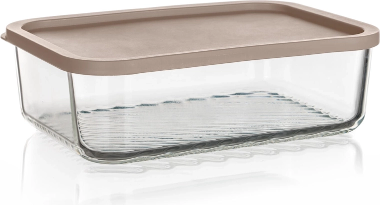 Borcan de sticlă pentru alimente WAVE 1,55 l cu capac etanș latte