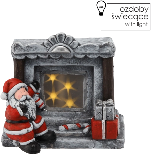 Figurină LED de Crăciun – Moș Crăciun la șemineu 31 × 24,5 × 28,5 cm