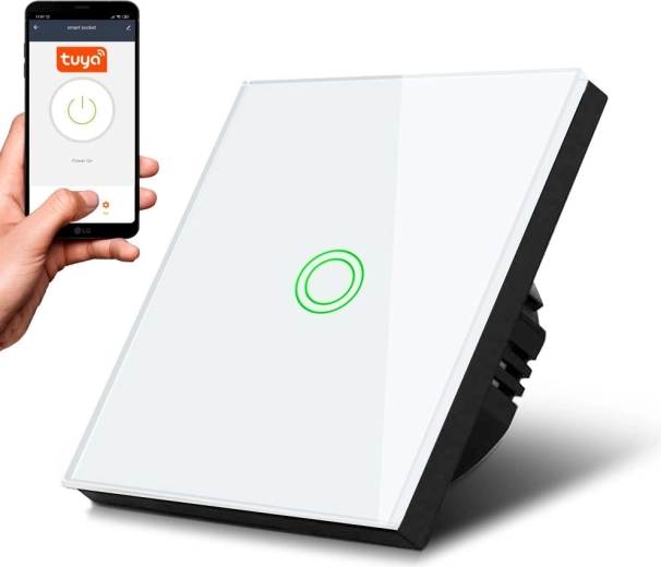 Întrerupător SMART Wi‑Fi tactil simplu pentru lumină MACLEAN MCE715W, alb