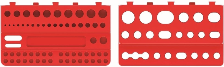 Set suporturi pentru unelte pentru panourile BINEER SHELFS, plastic, roșu (2 buc.)