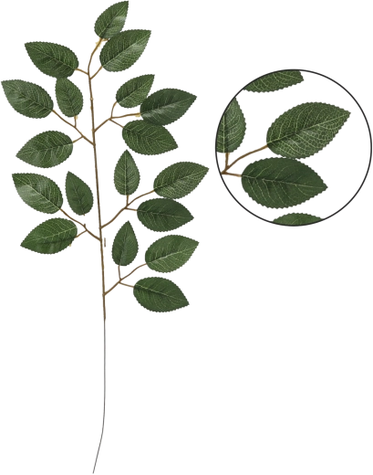 Ramură artificială cu frunze de trandafir 58 × 26 cm, verde (pachet 12 buc.)