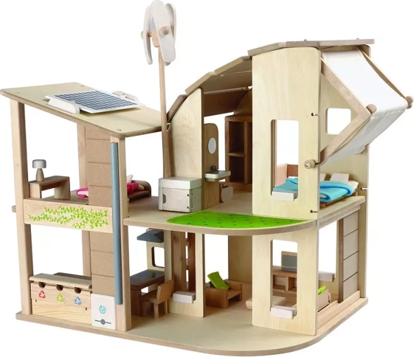 PlanToys căsuță eco pentru păpuși cu mobilier