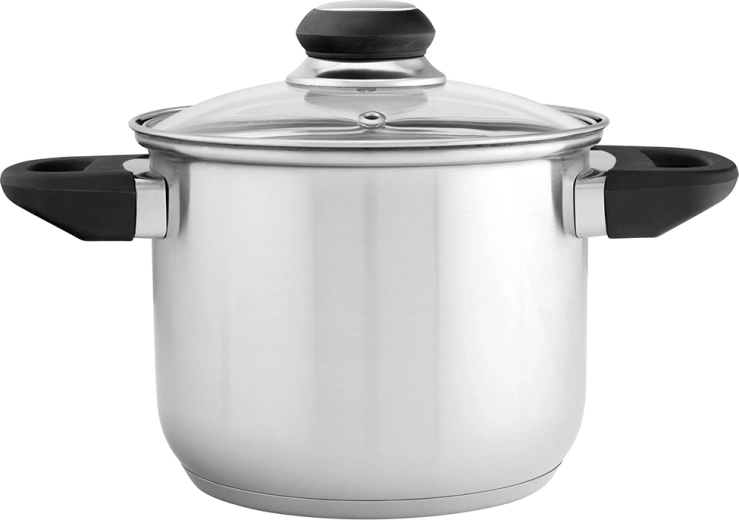 Altom Design Emilio oală înaltă din inox 2,3 l cu capac din sticlă, 16 cm
