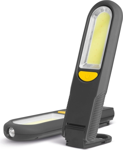 Lampă de lucru magnetică COB și SMD LED cu cârlig și lumină de avertizare