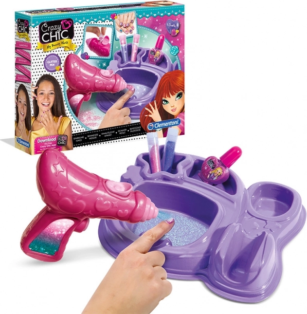 Clementoni crazy chic unghii sclipitoare – set creativ pentru decorarea unghiilor pentru copii