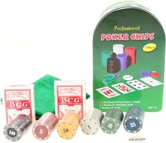 Set de poker în cutie metalică
