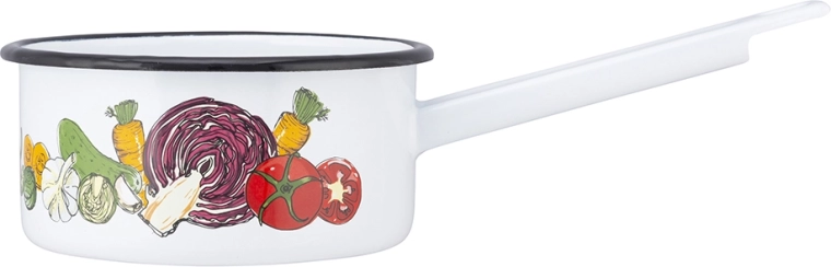 Cratită emailată cu mâner 1 l, 14 cm, decor legume