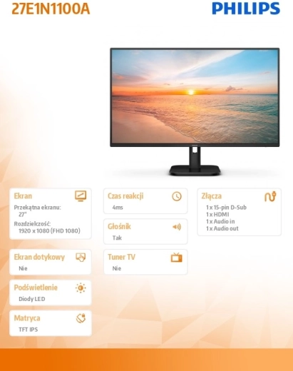 Monitor Philips 27 inci IPS 100Hz HDMI Difuzoare