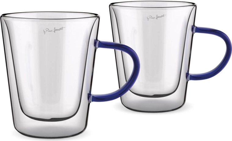 Set de pahare termice cu pereți dubli Lamart Tea 300 ml, albastre, 2 bucăți