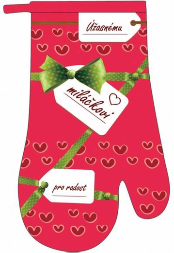 Mănușă de bucătărie TORO cu inscripția Pentru iubitul uimitor, roșie