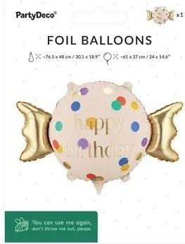 Balon din folie în formă de bomboană cu inscripția Happy B-day 61 × 37 cm