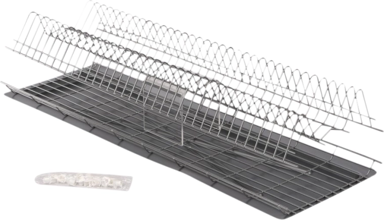 Metpol scurgător de perete pentru dulap 80 cm, argintiu, cu tavă