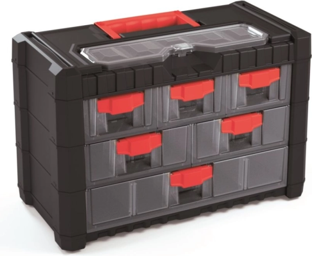 Organizator suspendat din plastic pentru unelte cu 6 sertare 400 × 200 × 260 mm