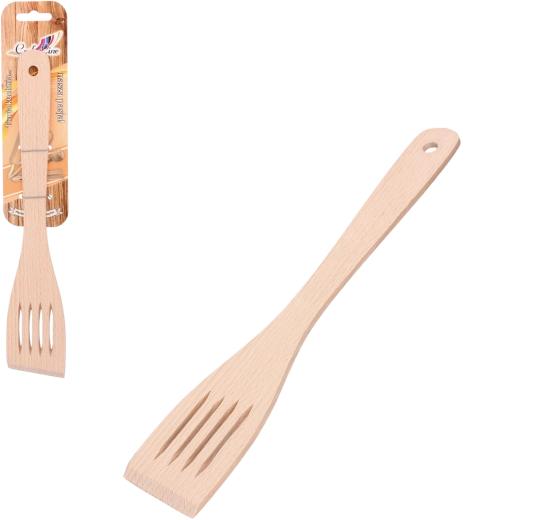 Spatulă de bucătărie din lemn, perforată