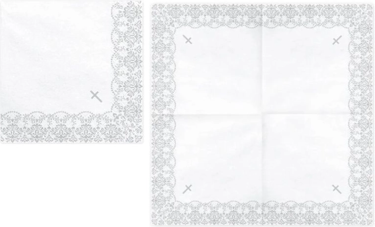 Șervețele de hârtie pentru comuniune cu ornament argintiu 33 × 33 cm, 20 buc.