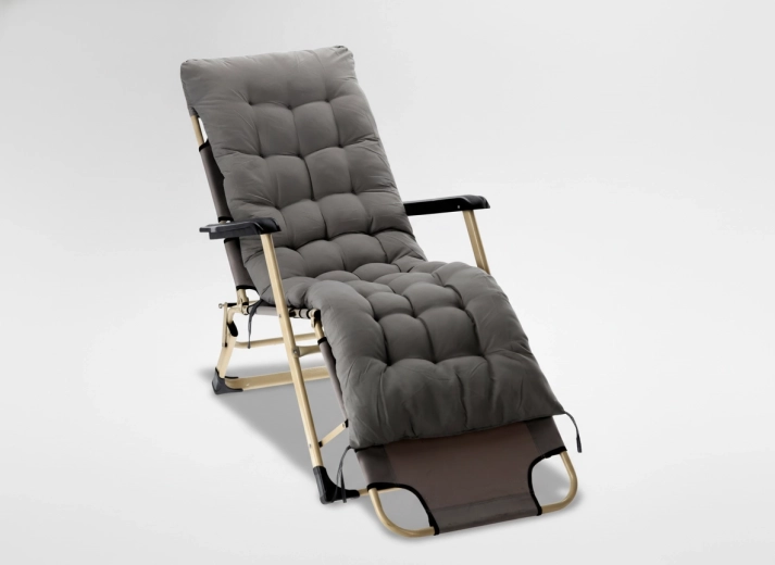 Scaun de grădină pliabil cu pernă gri