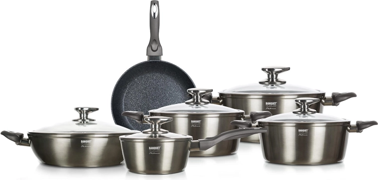 Set de vase Banquet Metallic Platinum - 11 piese