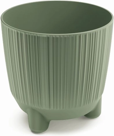 Ghiveci cu piciorușe din plastic rezistent – verde pământiu, 12,6 cm