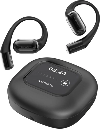 Căști deschise wireless cu traducere AI și ecran 4smarts SkyBuds, negre
