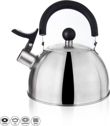 Ceainic din inox cu fluier, mat, 2 l