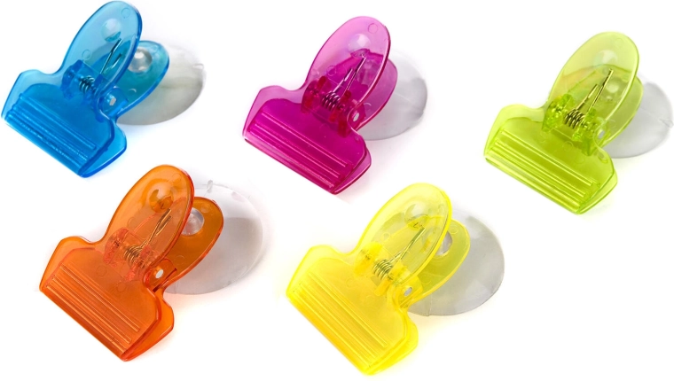 Clemă cu ventuză pentru hârtie, mix de culori, set 5 buc