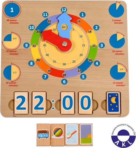 Lucy & Leo Învățăm ceasul – planșă educativă din lemn
