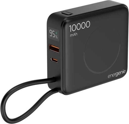 Powerbank Energenie 10.000 mAh cu încărcare wireless 15 W și PD 20 W, negru
